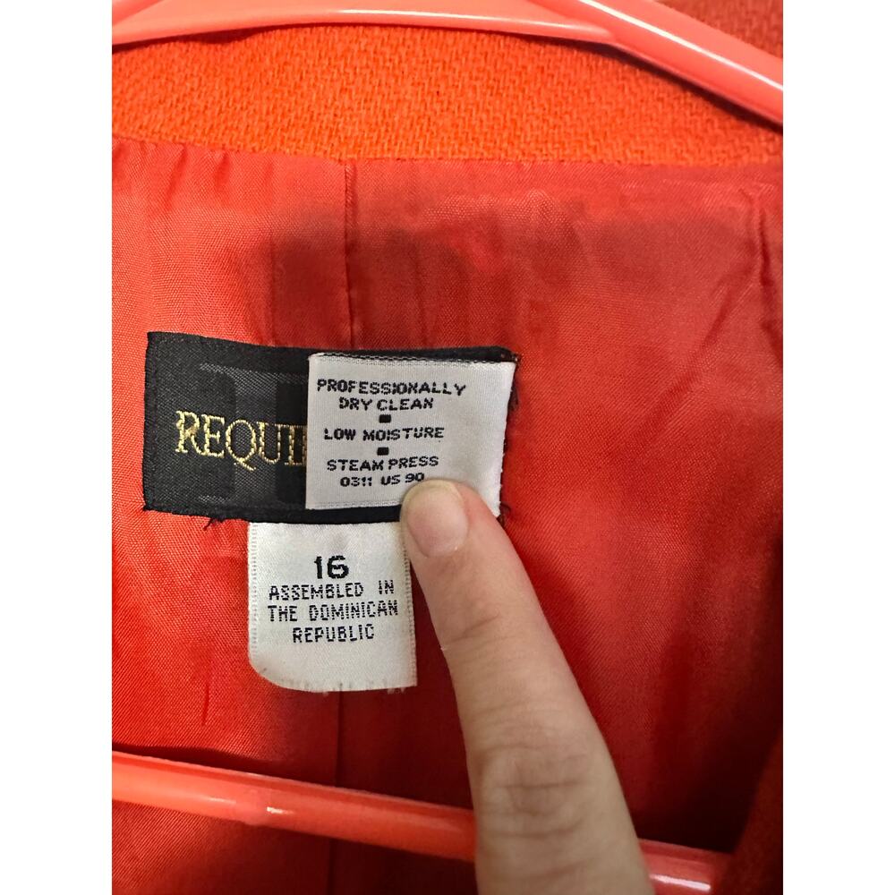 Vintage REQUIREMENTS Orange Red Front Button 100% Pure New Wool Blazer Jacket 16 - Picture 10 of 10